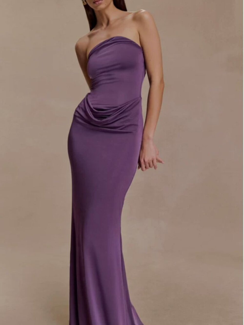 Meshki Madison Strapless Slinky Maxi Dress Small Purple Cocktail Party